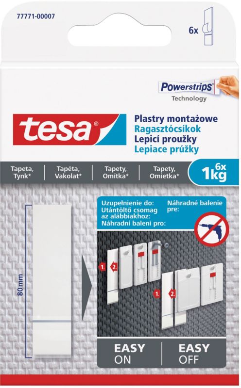 Plastry samoprzylepne montażowe Tesa do tapet udźwig 1 kg 6 szt.