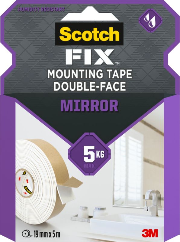 3M Scotch-Fix Dwustronna taśma montażowa do luster, 19 mm x 5 m - 1 rolka