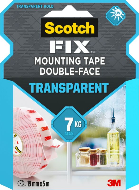 3M Scotch-Fix Dwustronna taśma montażowa przezroczysta, 19 mm x 5 m - 1 rolka