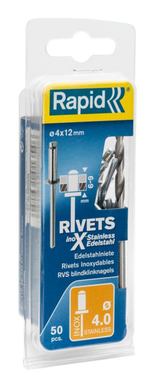 Nity Rapid stal nierdzewna śr. 4 x 12 mm 50 szt.