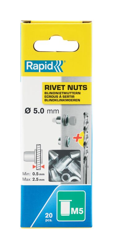 Nitonakrętki Rapid M5 z wiertłem 20 szt.