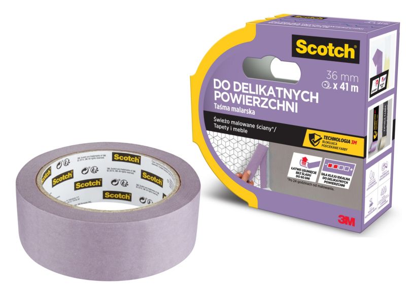 Taśma malarska Scotch do delikatnych powierzchni 36 mm x 41 m