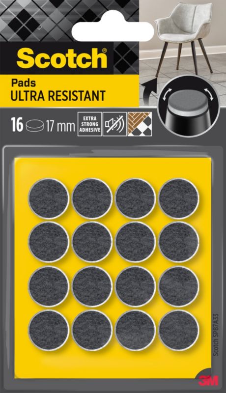Podkładki ultra odporne Scotch filcowe 17 mm 16 sztuk