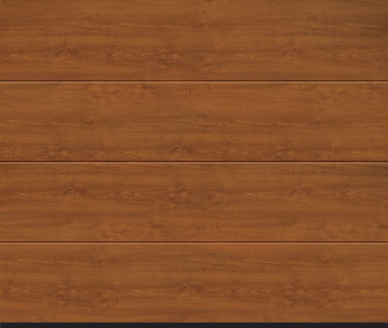 Brama garażowa segmentowa Hormann 2500 x 2125 mm złoty dąb L z napędem Isomatic