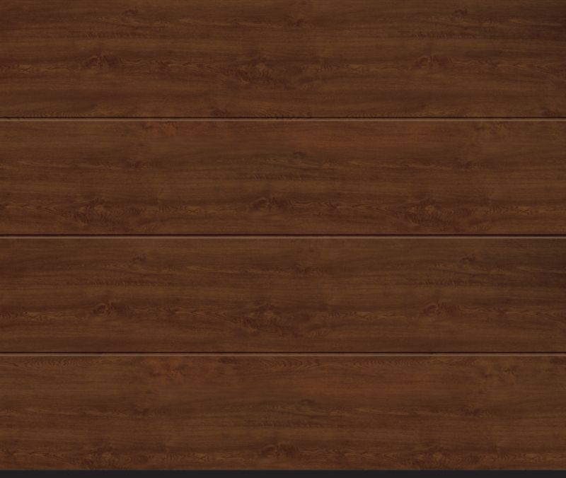 Brama garażowa segmentowa Hormann 2500 x 2125 mm orzech L z napędem Isomatic