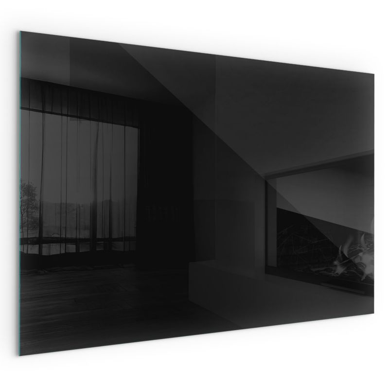 Szklana Podkładka Pod Kominek Prostokąt Wallfluent 60x40 cm Głęboki grafitowy 1 szt.
