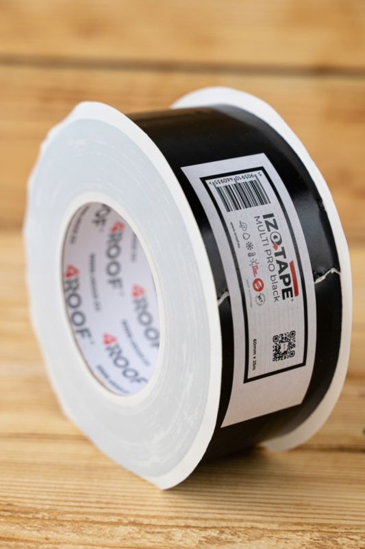 4ROOF Taśma do membrany dachowej na elewacje IZOTAPE MULTI PRO black 60mm x 25mb x 2 rolki - 50mb Zbrojona UV Uniwersalna 1kpl.