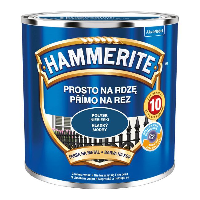 Farba do metalu Hammerite Prosto Na Rdzę połysk niebieski 0,25 l
