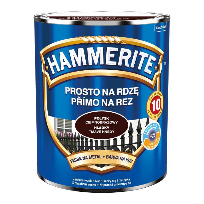 Farba do metalu Hammerite Prosto Na Rdzę połysk ciemny brązowy 0,7 l