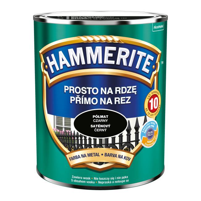 Farba do metalu Hammerite Prosto Na Rdzę półmat czarny 0,7 l