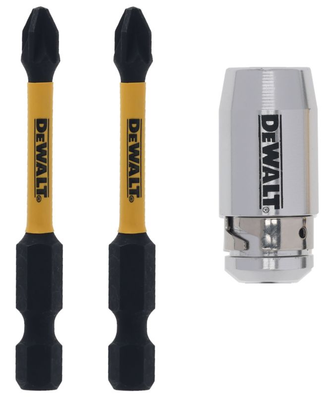 Bity udarowe DeWalt PZ2/50 mm 2 sztuki + uchwyt