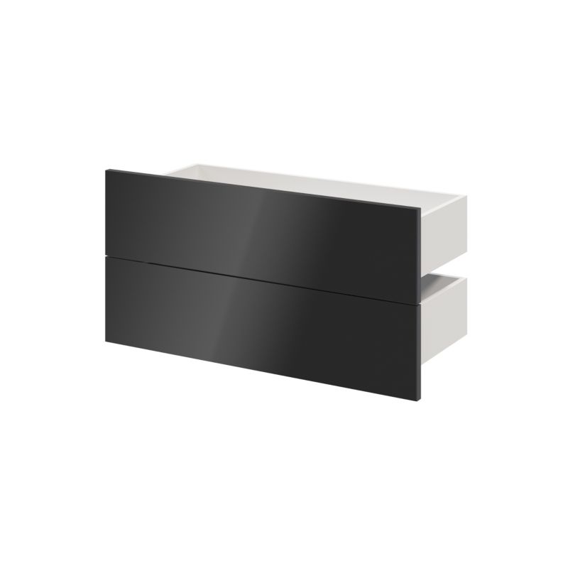 Szuflada zewnętrzna do korpusu 35 x 75 cm GoodHome Atomia antracyt połysk 2 szt.