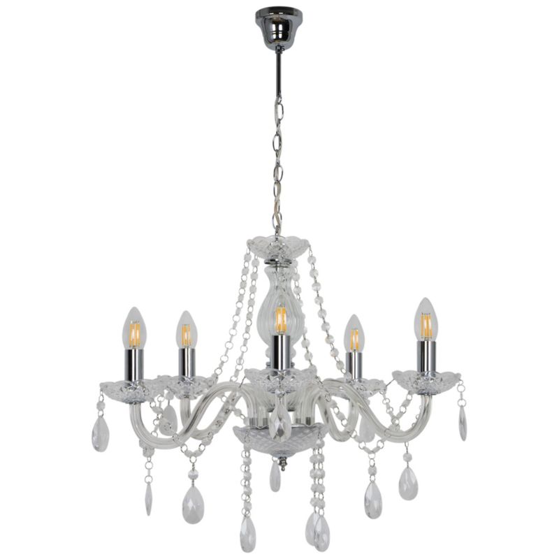Lampa wisząca GoodHome Gacruz 5-punktowa E14 chrom
