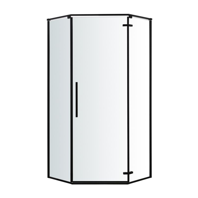 Kabina prysznicowa pięciokątna GoodHome Ezili 90 x 90 cm czarna/transparentna