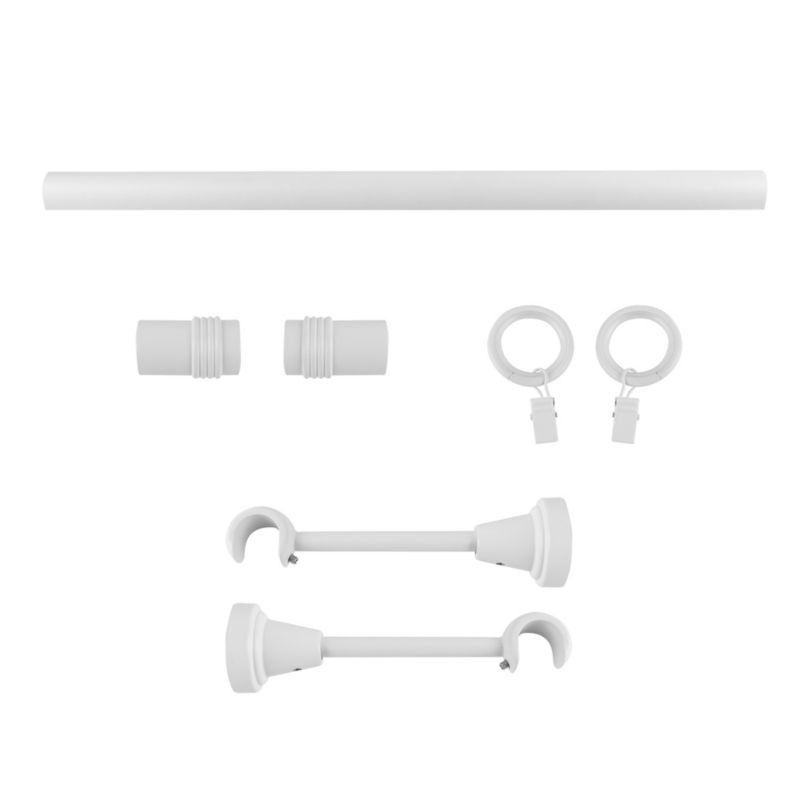 Karnisz pojedynczy GoodHome Anafi 19 mm 240 cm cylinder biały mat
