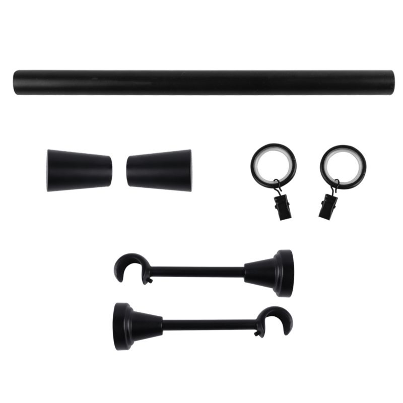 Karnisz pojedynczy GoodHome Araxos 19 mm 160 cm stożek czarny mat