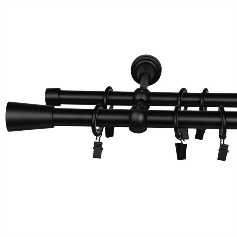 Karnisz podwójny GoodHome Araxos 19/16 mm 160 cm stożek czarny mat