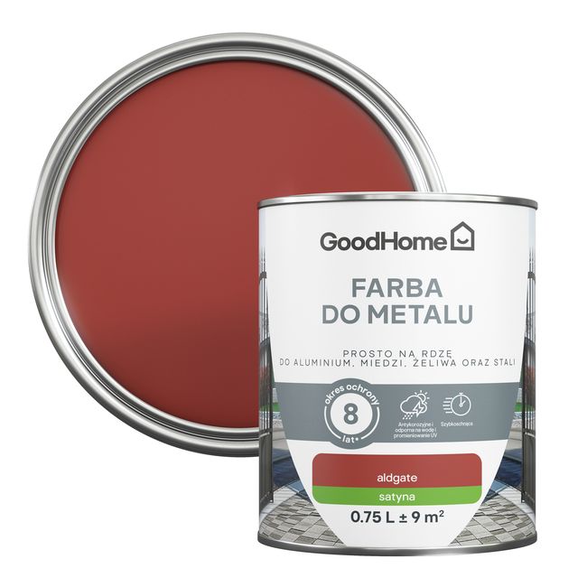 Farba antykorozyjna GoodHome satyna czerwony 0,75 l