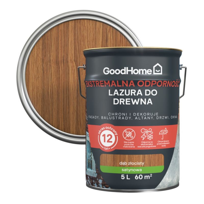 Lazura GoodHome 12 lat dąb złocisty 5 l