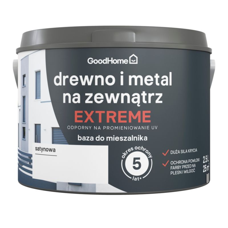 Emalia do drewna i metalu GoodHome zewnętrzna satynowa 2,5 l baza C