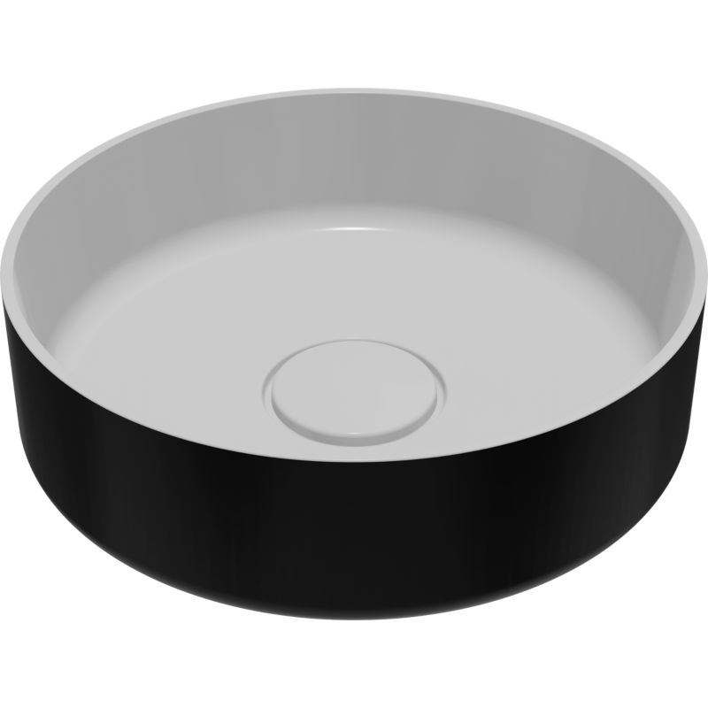 Umywalka nablatowa GoodHome Apanas śr. 38 cm czarna/biała