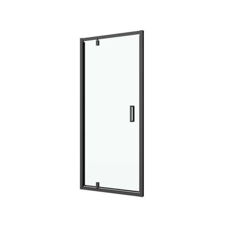 Drzwi prysznicowe uchylne GoodHome Ledava 90 cm czarne matowe / transparentne