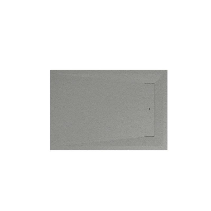 Brodzik konglomeratowy GoodHome Luiro prostokątny z odpływem 90 x 120 x 3,2 cm szary