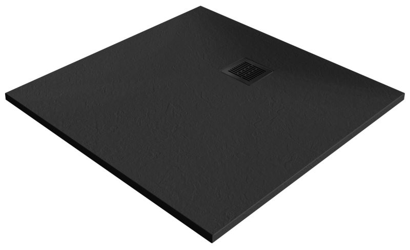Brodzik konglomeratowy GoodHome Douro 80 x 80 x 2,5 cm czarny