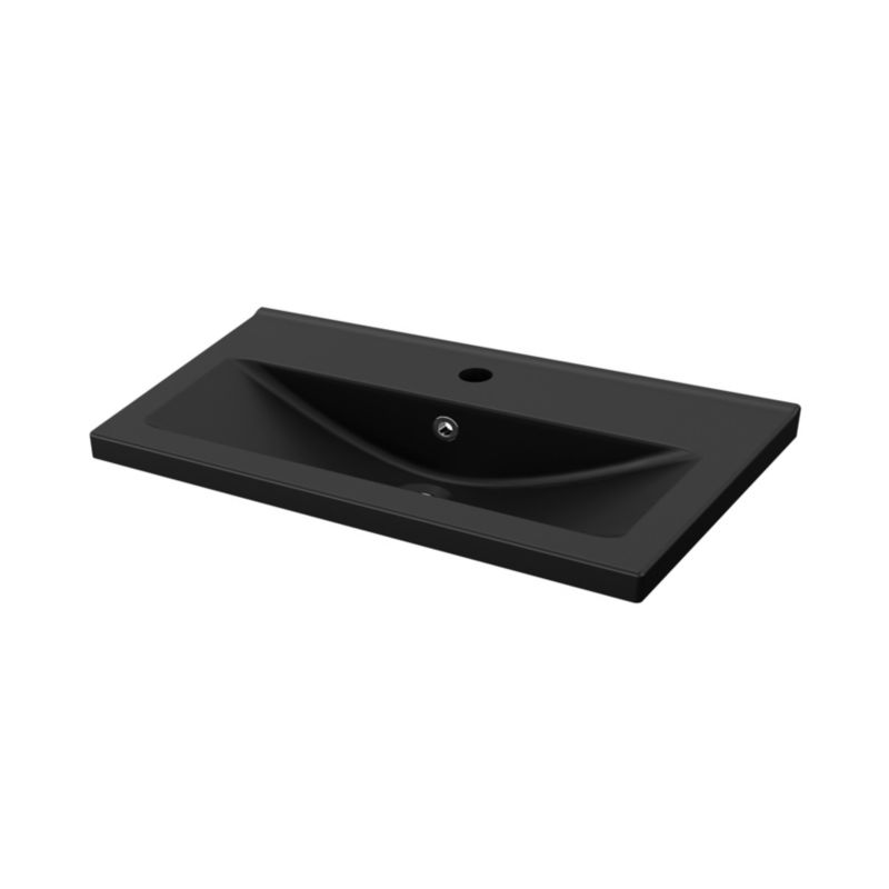 Umywalka ceramiczna GoodHome Nira Slim 80,4 x 36,3 x 12,4 cm czarna
