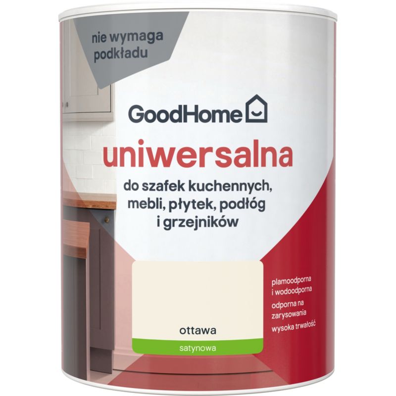 Farba uniwersalna GoodHome Reno ottawa satyna 0,75 l