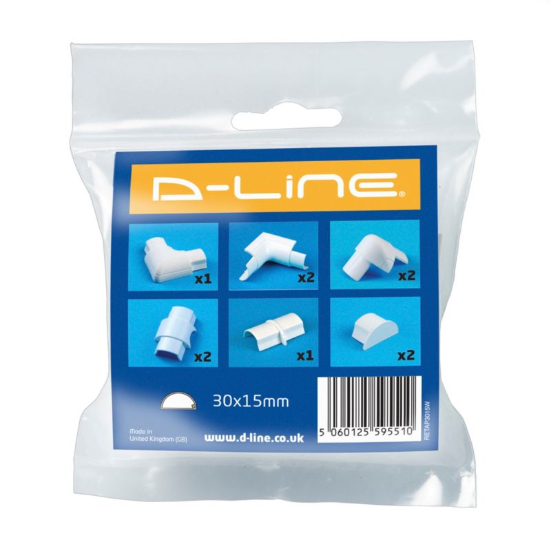 Akcesoria do listwy połączeniowej D-line 30 x 15 mm białe 10 szt.