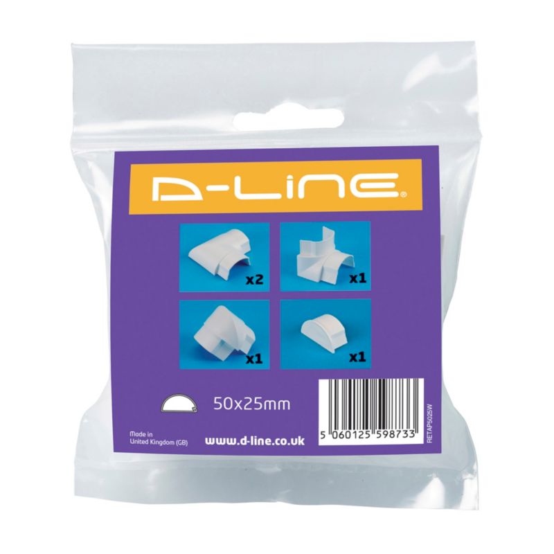 Akcesoria do listwy połączeniowej D-line 50 x 25 mm białe 6 szt.