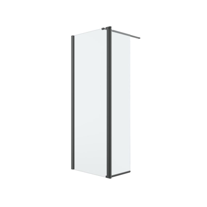 Kabina prysznicowa walk-in GoodHome Ledava 80 + 45 cm czarna/transparentna