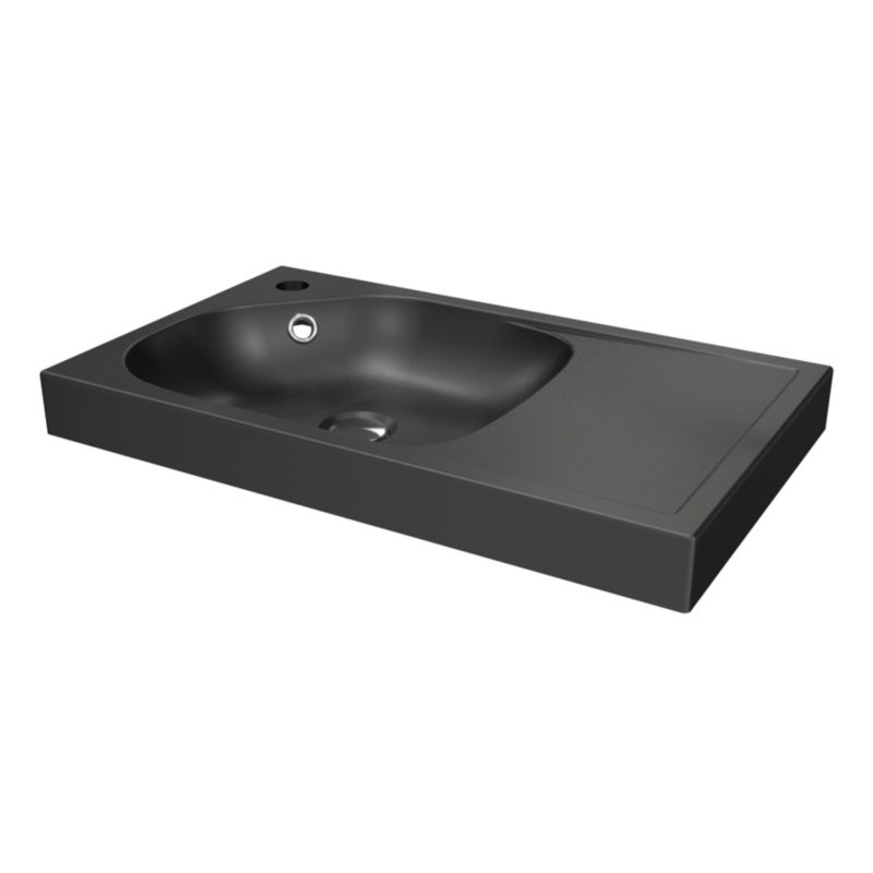 Umywalka konglomeratowa GoodHome Maza 60 cm czarny mat