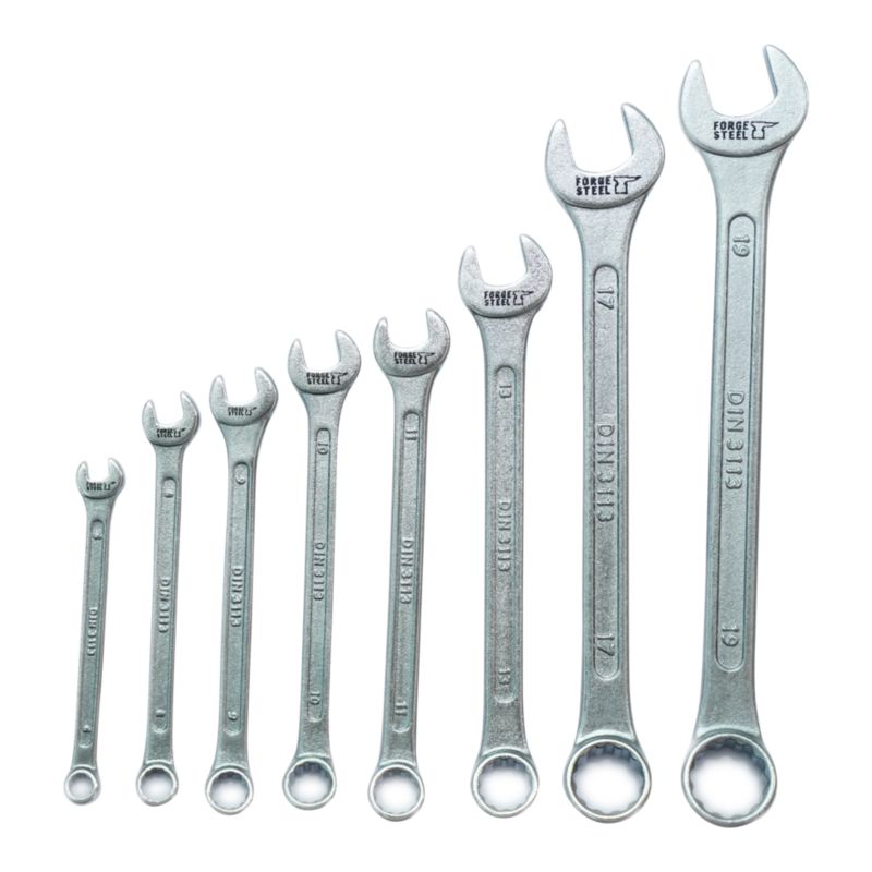 Zestaw kluczy płasko-oczkowych Forge Steel 8 sztuk