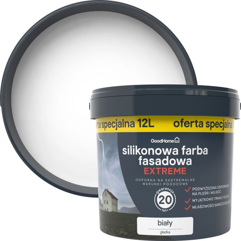 Farba elewacyjna GoodHome Premium biała 12 l