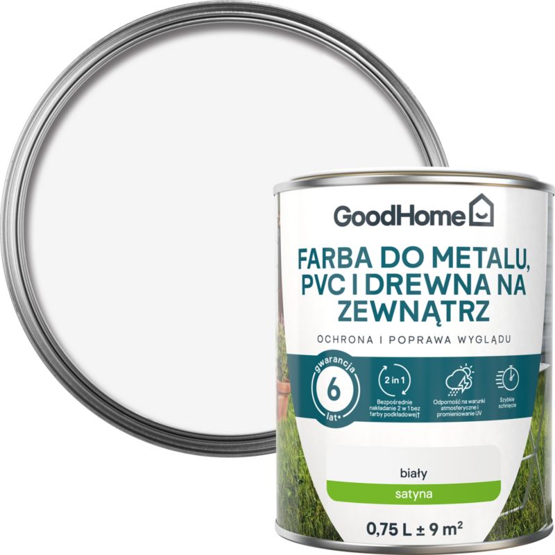 Emalia do drewna i metalu GoodHome zewnętrzna biała 0,75 l
