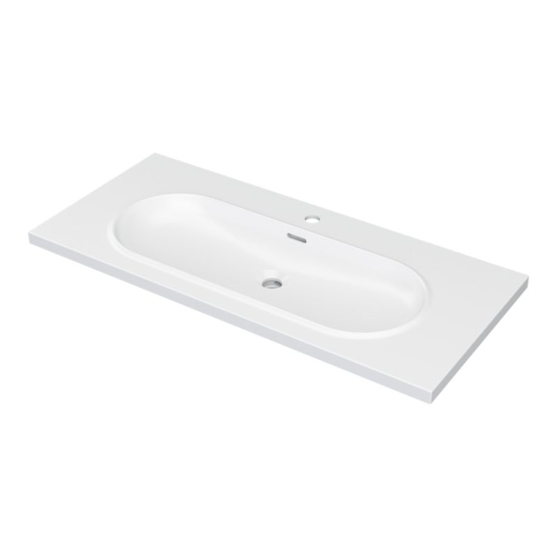 Umywalka konglomeratowa GoodHome Cavally 100 cm z syfonem biała