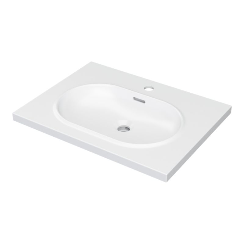 Umywalka konglomeratowa GoodHome Cavally 60 cm z syfonem biała