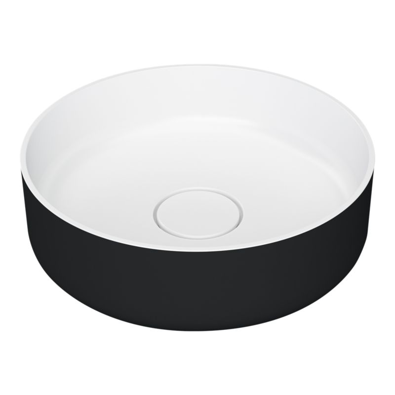 Umywalka nablatowa GoodHome Apanas śr. 38 cm biała/czarna
