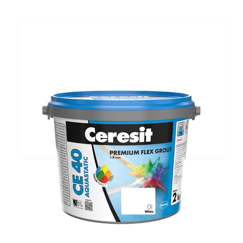 Fuga elastyczna Ceresit CE 40 Aquastatic biała 2 kg