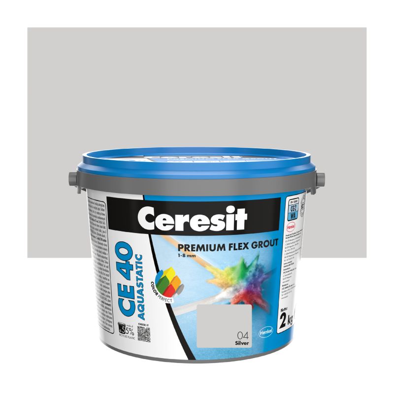 Fuga elastyczna Ceresit CE 40 Aquastatic srebrnoszara 2 kg