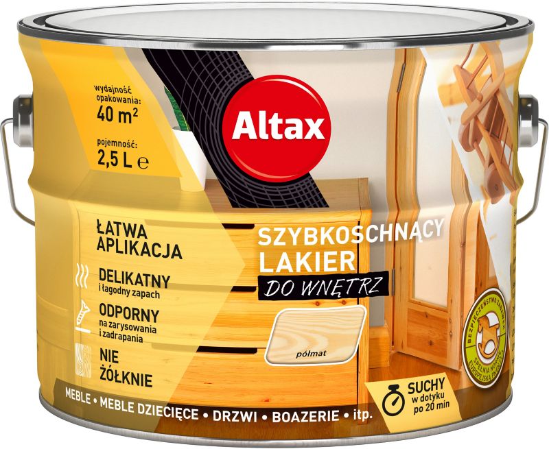 Lakier szybkoschnący Altax bezbarwny półmat 2,5 l