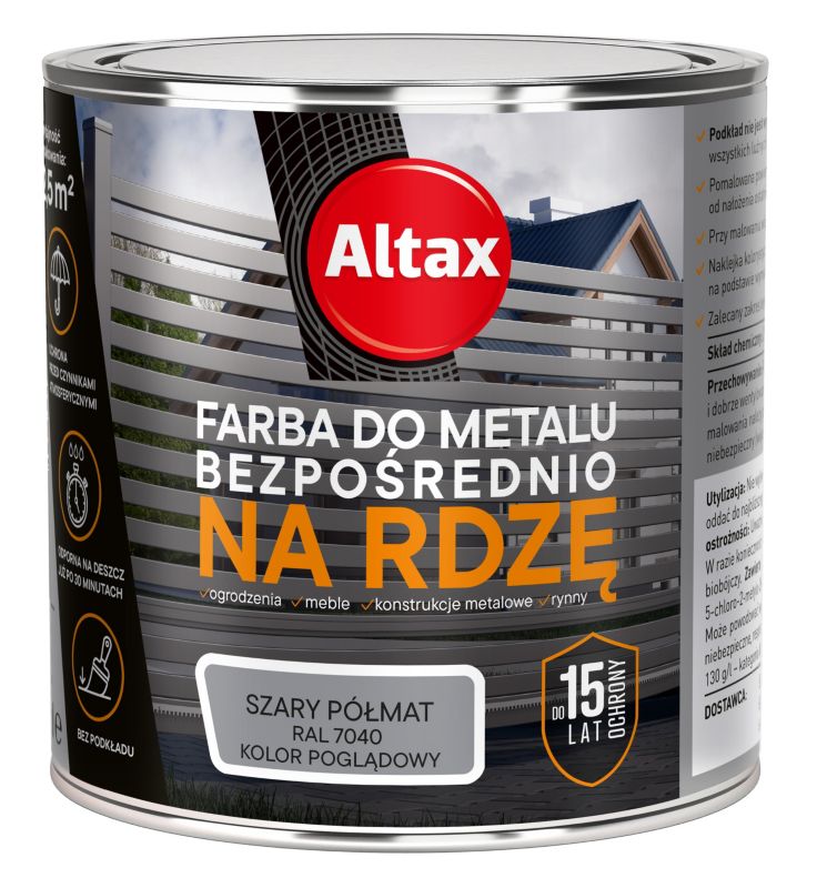 Farba antykorozyjna Altax szary półmat 0,25 l