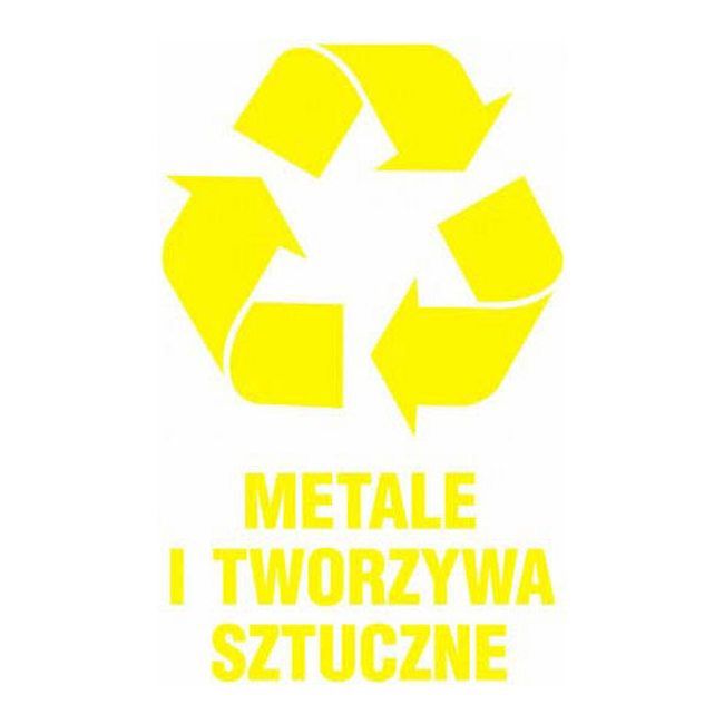 Naklejka na kosz do segregacji śmieci Metale i tworzywa sztuczne
