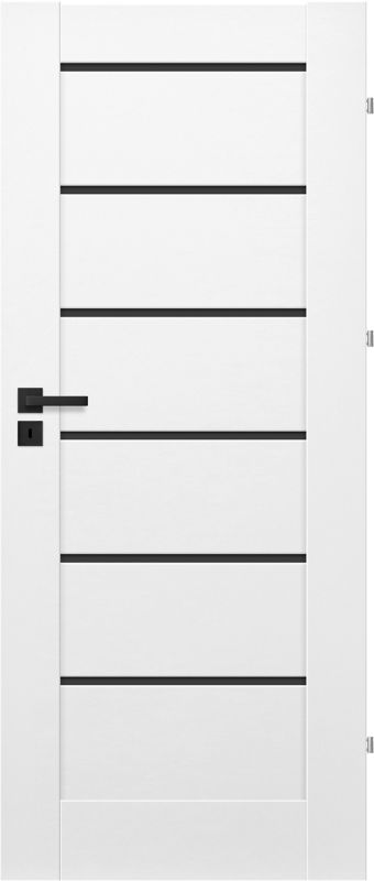 Drzwi pokojowe Toreno 80 prawe białe z czarnymi szybkami