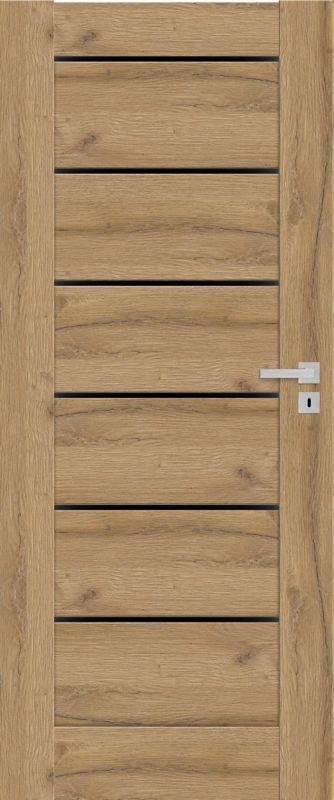 Drzwi bezprzylgowe pokojowe Toreno 80 lewe dąb grandson z czarnymi szybkami