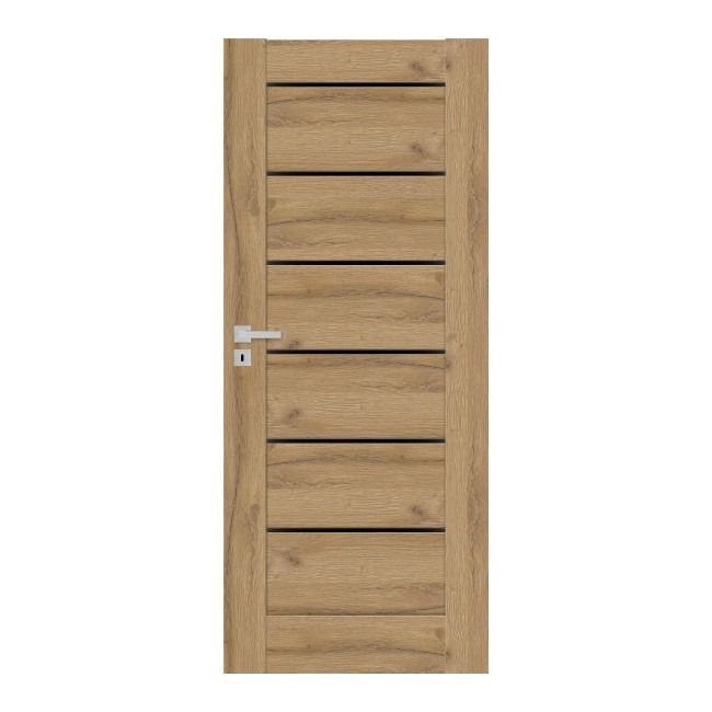 Drzwi bezprzylgowe pokojowe Toreno 80 dąb grandson z czarnymi szybkami