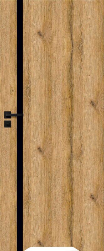 Drzwi bezprzylgowe z podcięciem Exmoor 70 dąb grandson czarna szyba
