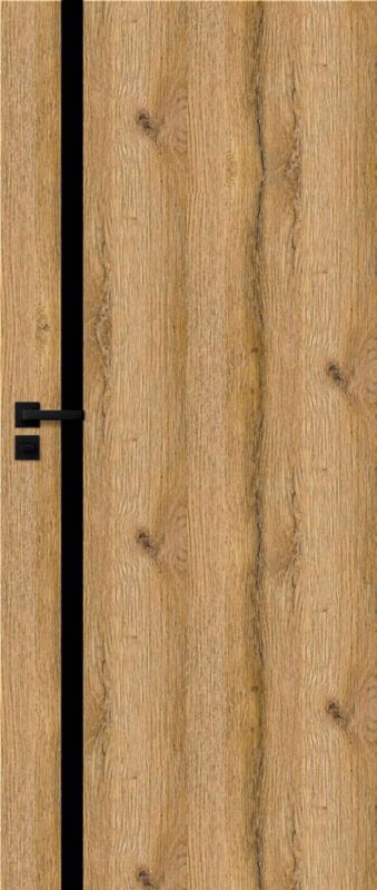 Drzwi bezprzylgowe pokojowe Exmoor 80 dąb grandson czarna szyba